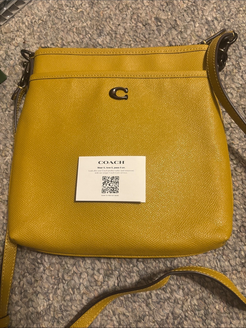 Coach Yellow Pebbled Leather Crossbody Bag - Picture 2 of 5